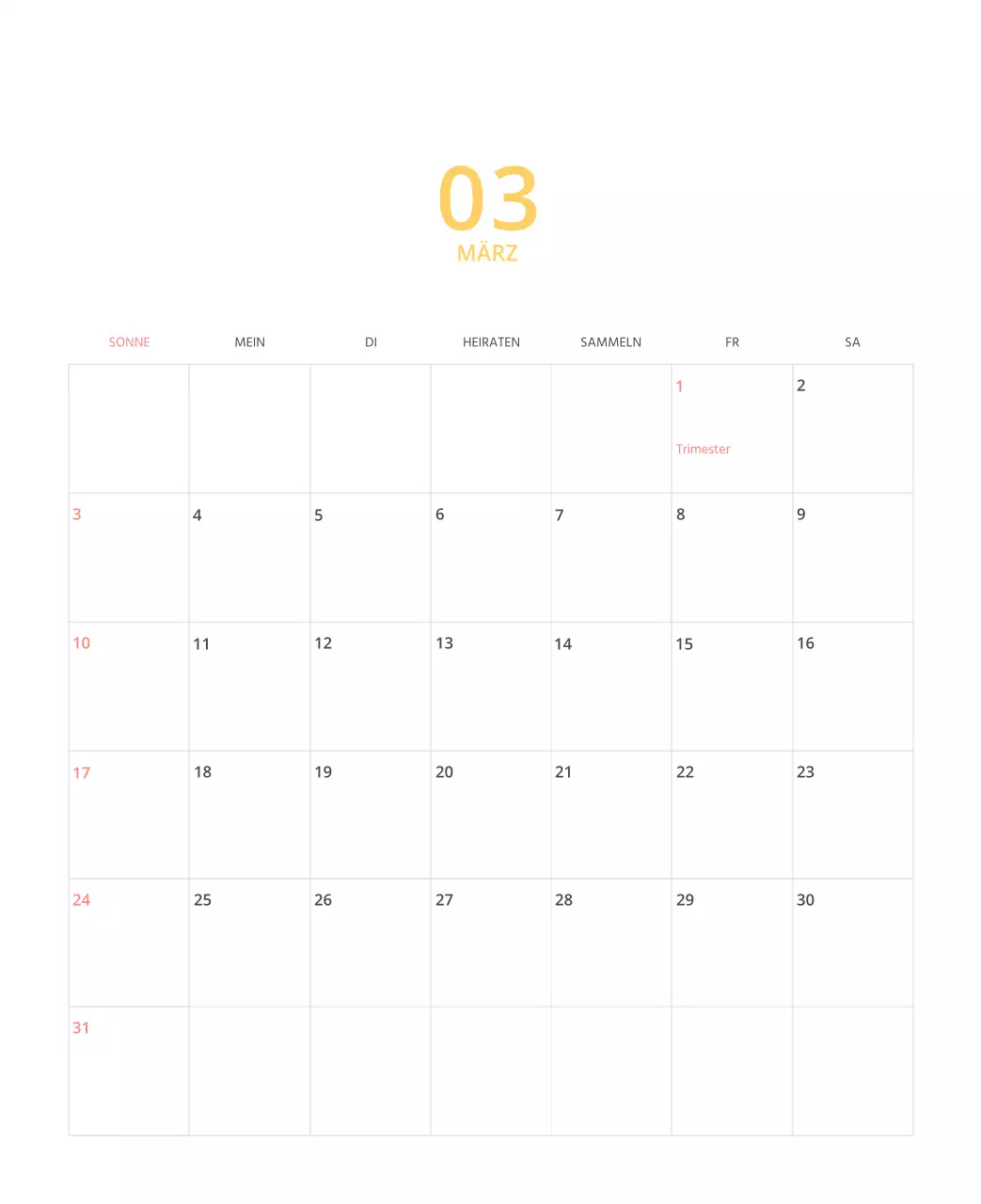 Mehrfarbiger Bildkalender