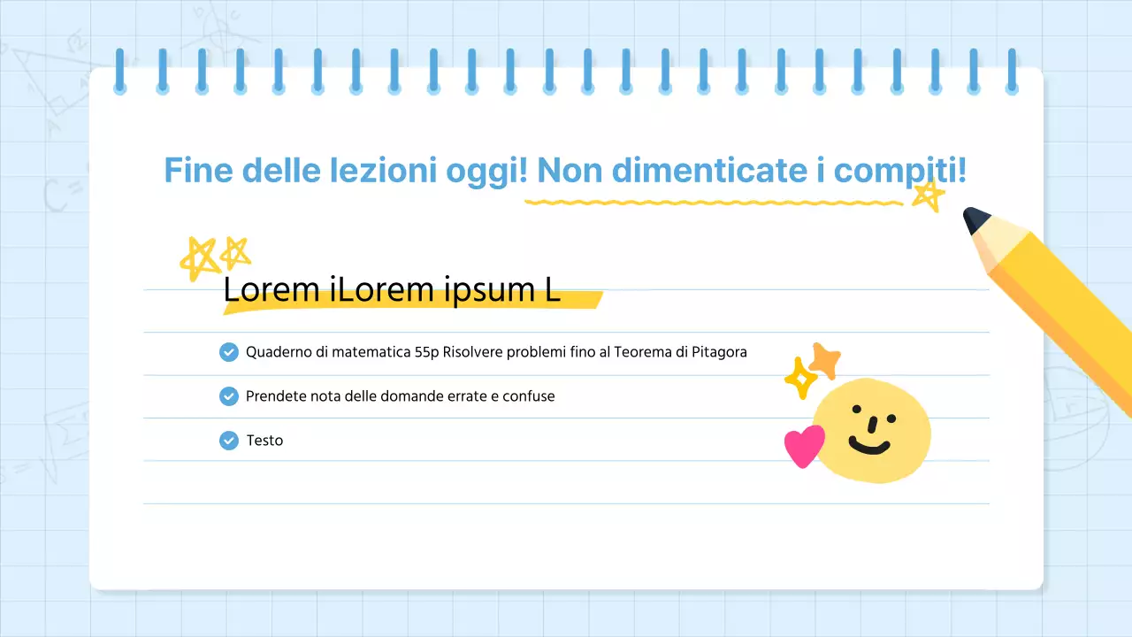 Materiale scolastico kitsch per la matematica in azzurro e giallo