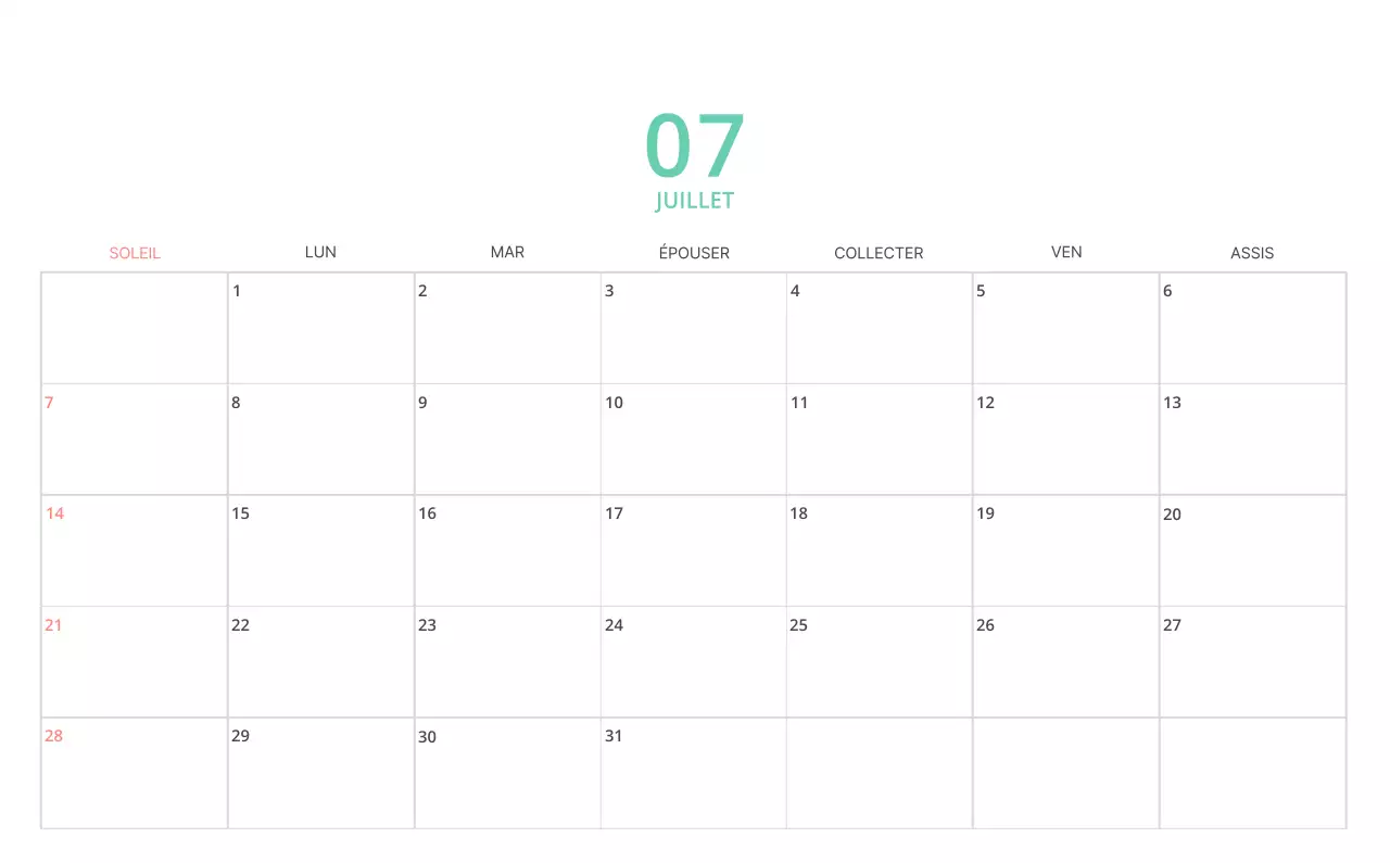 Calendrier de bureau illustré vert sur le thème de la famille