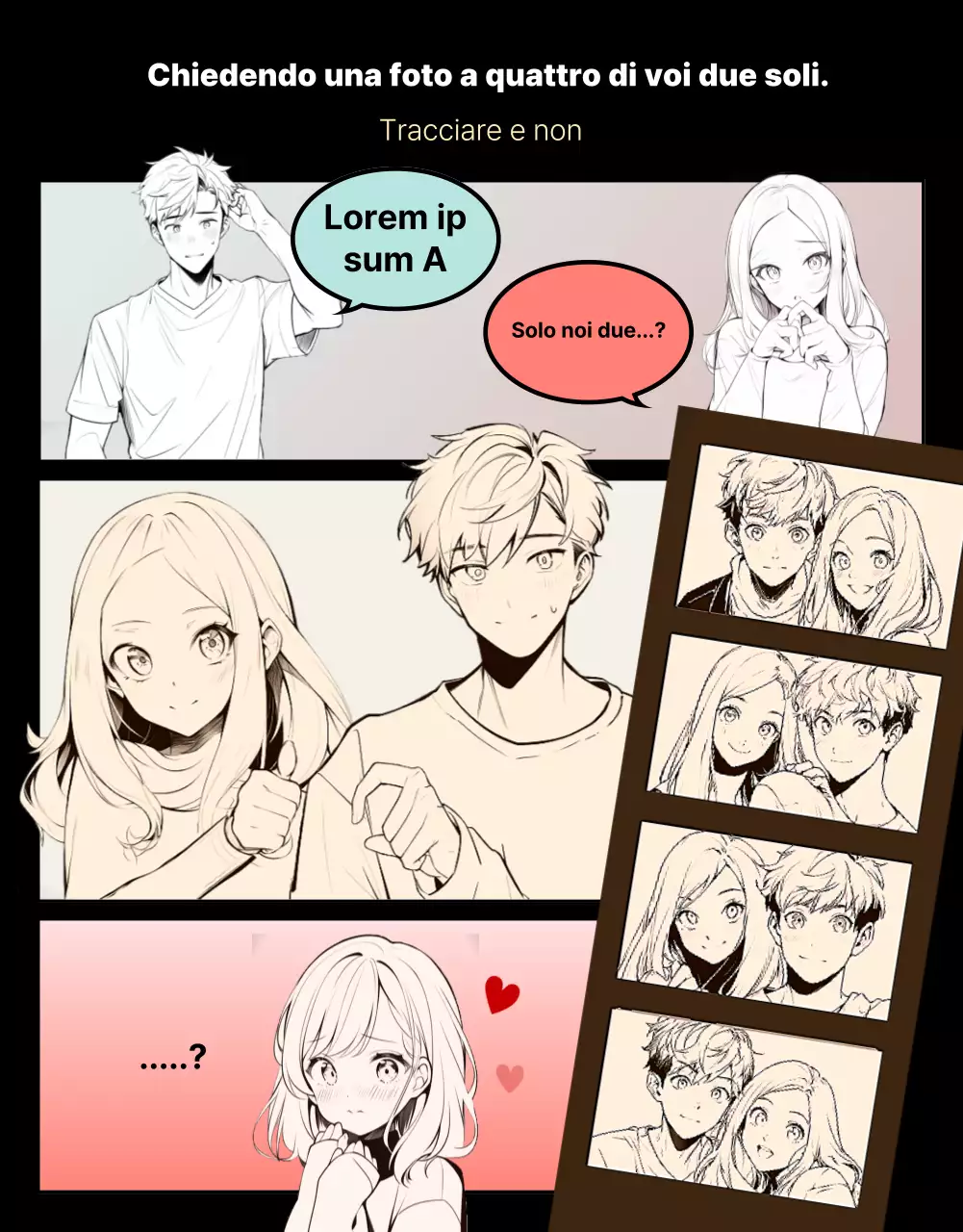 Trama webtoon di eccitazione maschile e femminile su sfondo nero