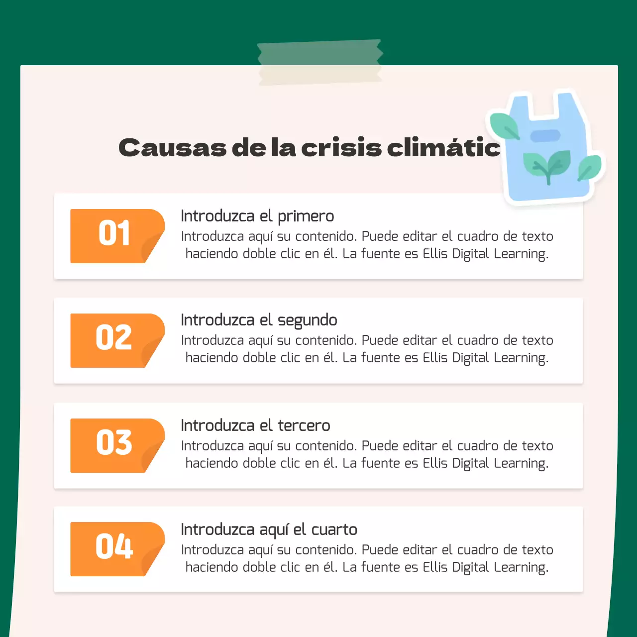 Un bonito concepto de pegatina naranja y verde para el medio ambiente CardNews