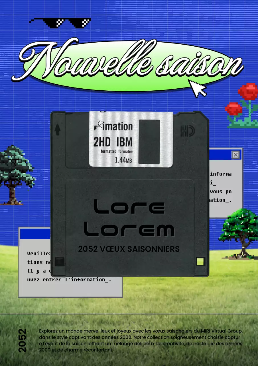 Promouvoir des vœux de saison kitsch en bleu et chartreuse