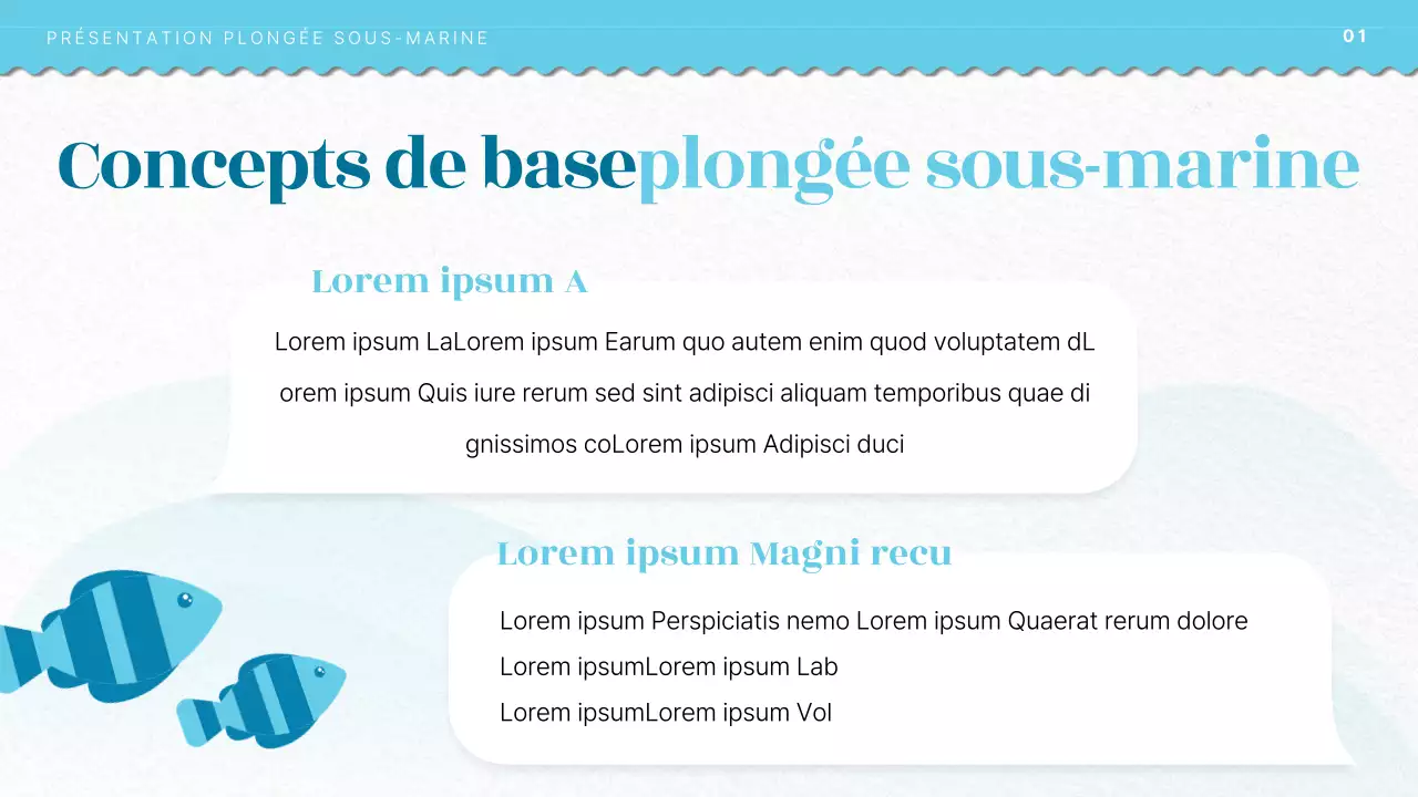 Introduction à la formation à la plongée sous-marine avec un concept d'illustration de l'océan bleu clair