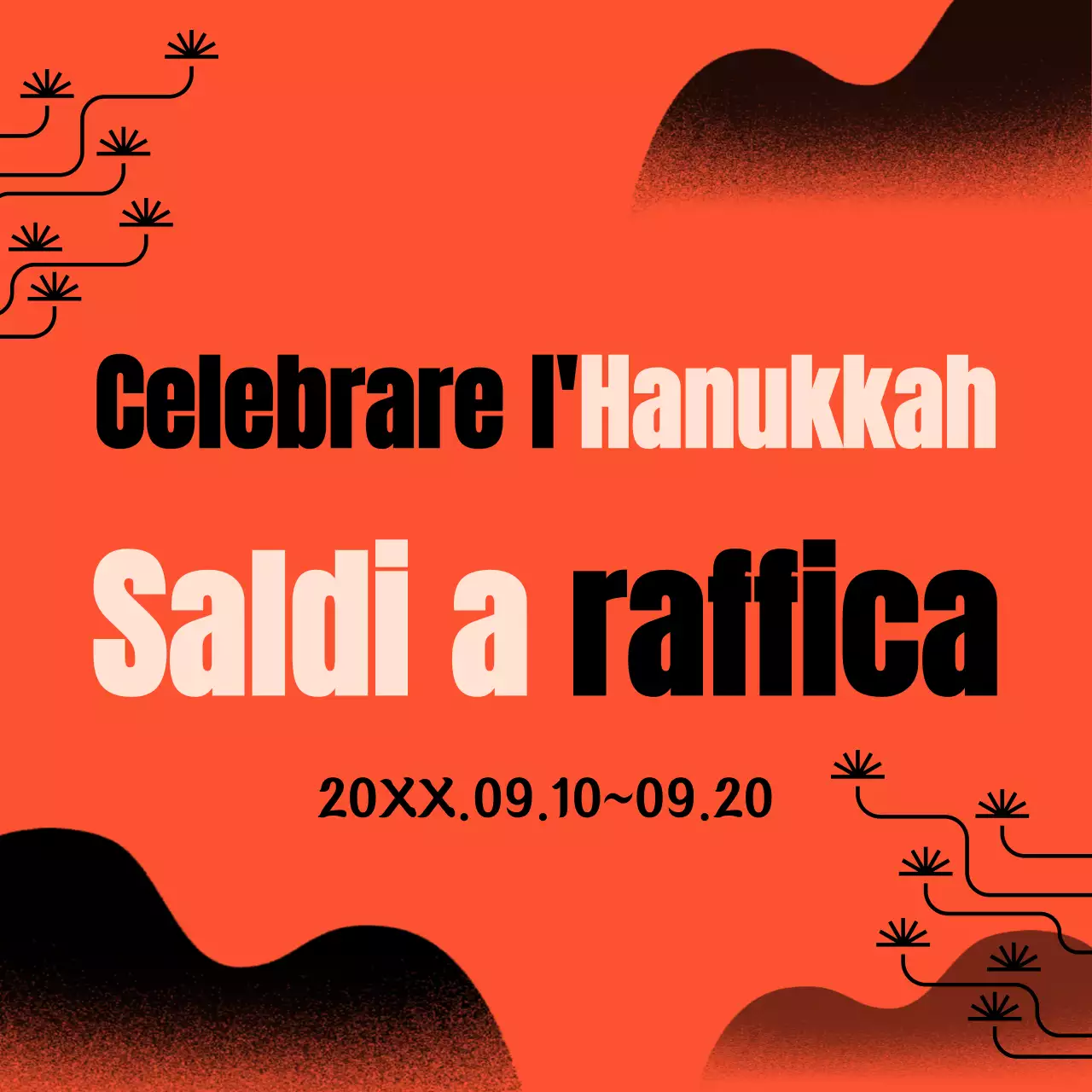 Una promozione di vendita illustrata con un vivace colore arancione e un font nero scritto a mano per una maggiore leggibilità