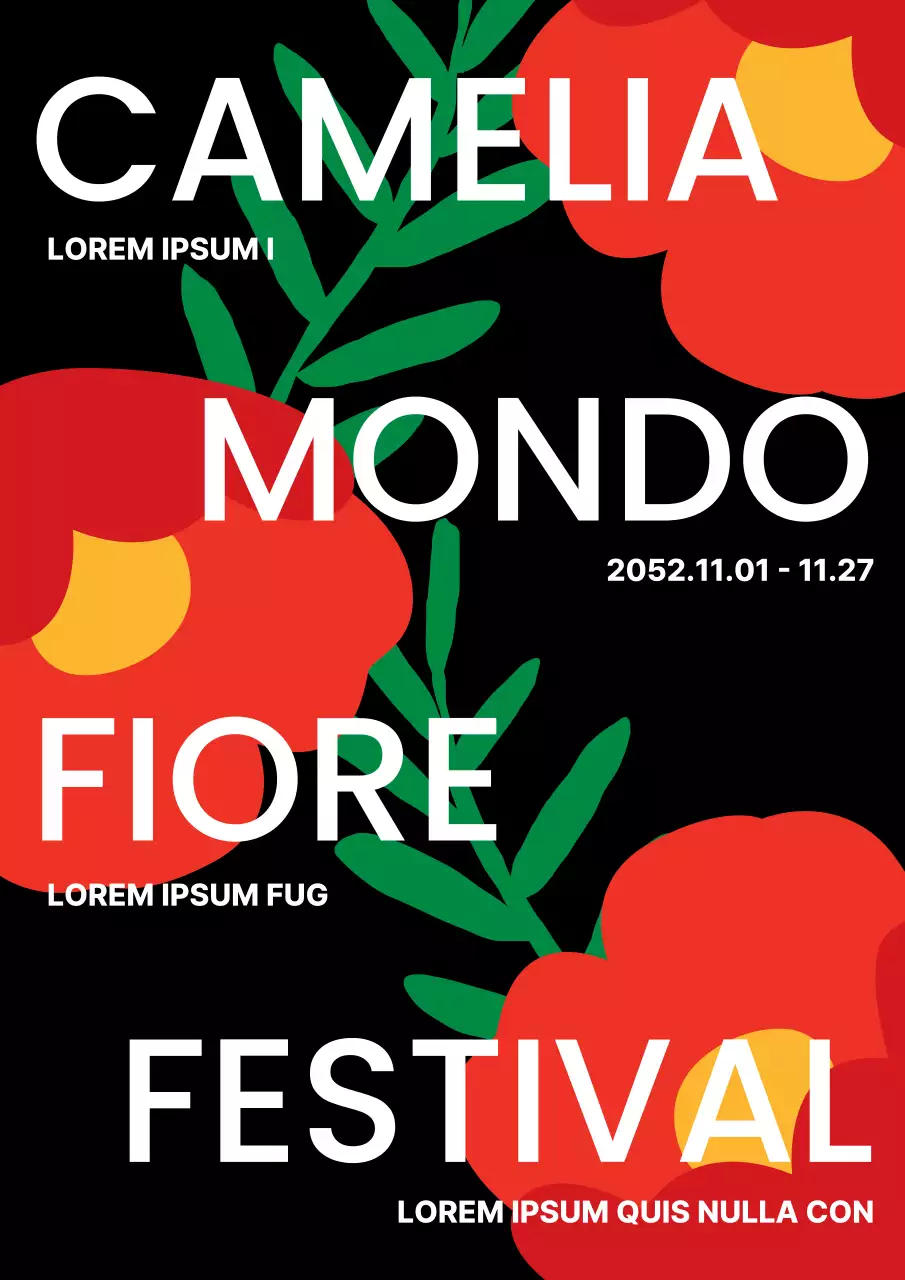 Promuovere il Festival della Camelia con la pop art nera e rossa