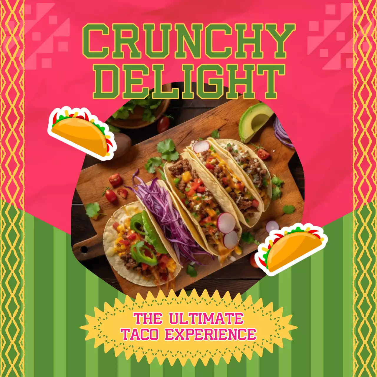 Pink Retro Taco Promotion Social Media Post