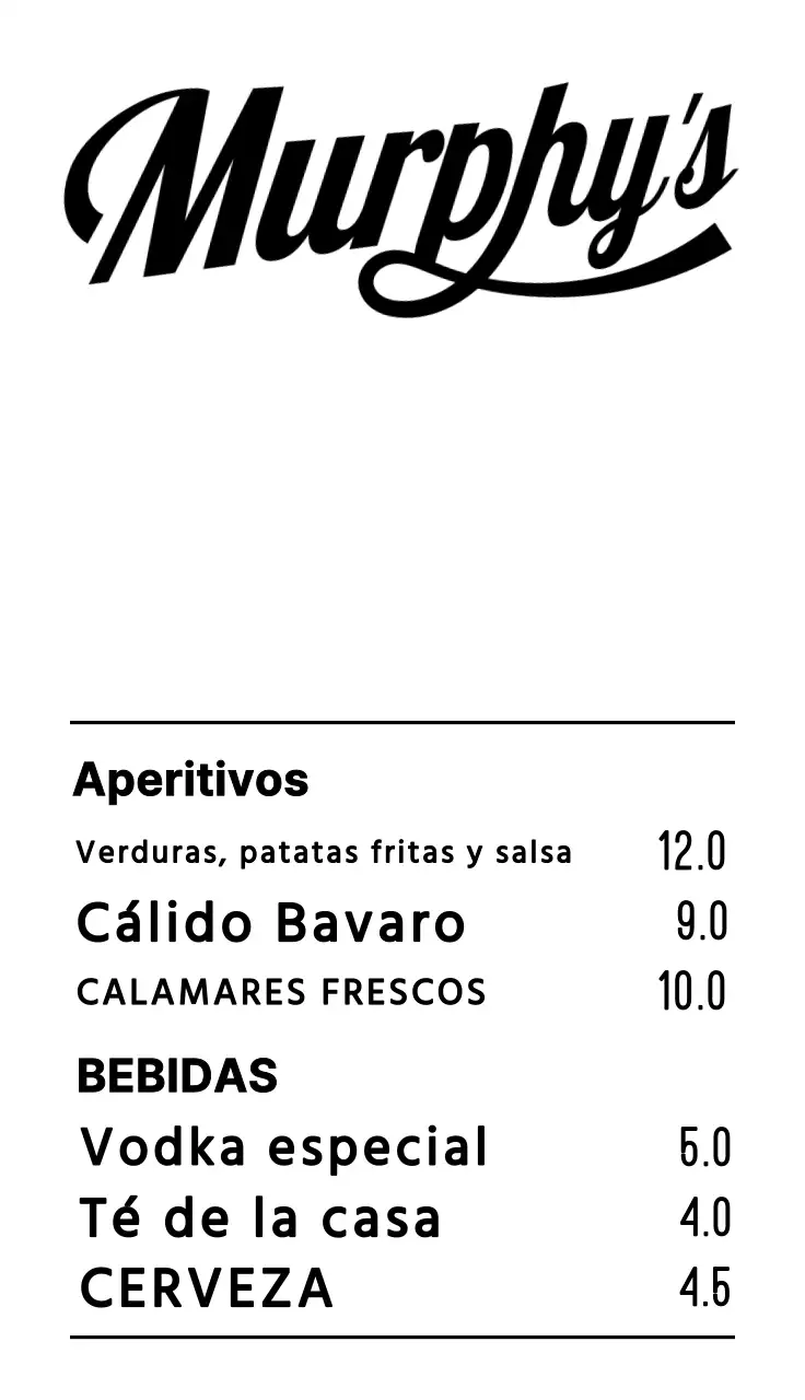 Cartel de horario de apertura de menú de aspecto retro con texto e ilustraciones en blanco, negro y rojo para el escaparate de un pub.