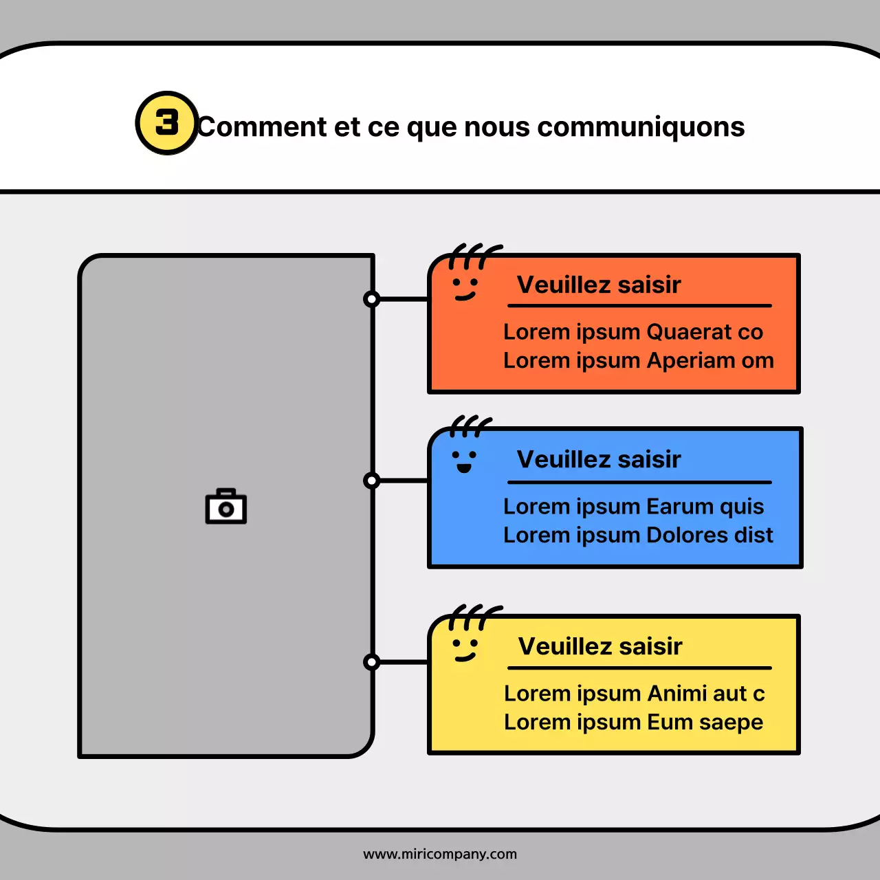 Cartes conceptuelles de personnages mignons en orange et bleuNews Kit