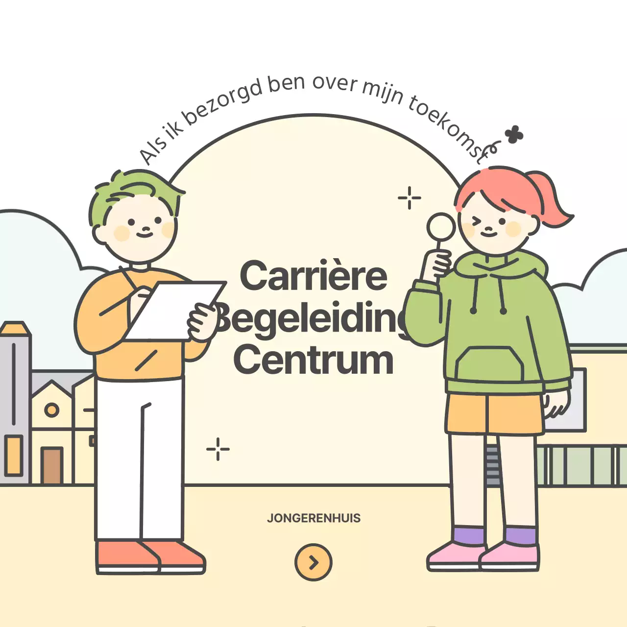 Een schattig geel en chartreuse loopbaanadviescentrum promoten