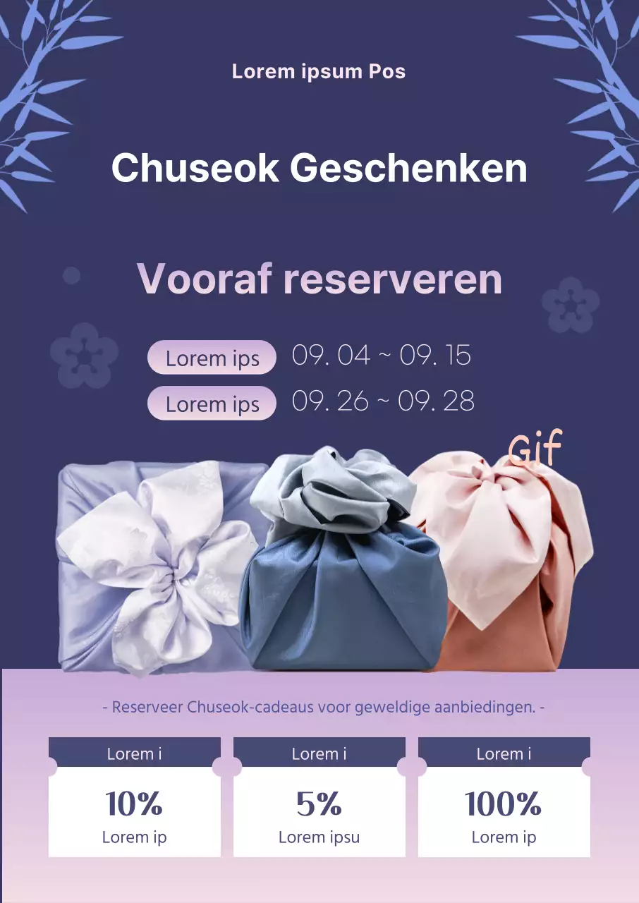 Chuseok geschenk pre-order evenement met paarse gradiënt kleuren