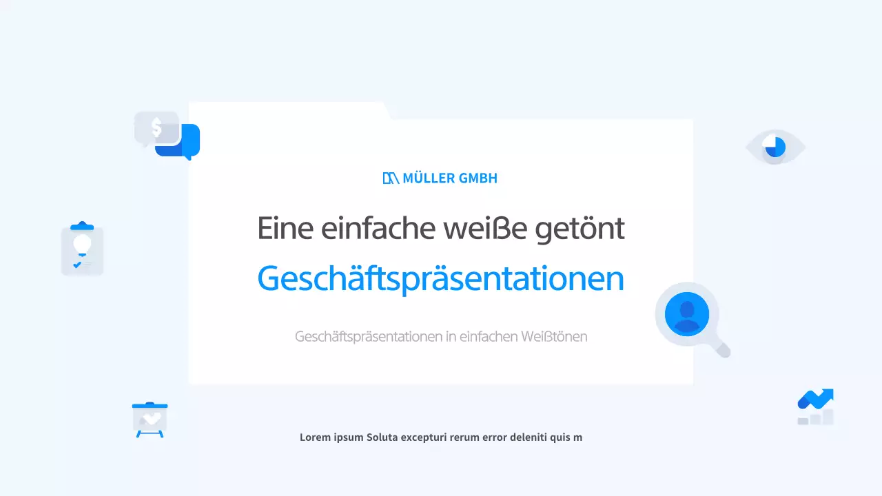 Eine einfache Geschäftspräsentation in Weiß und Blau