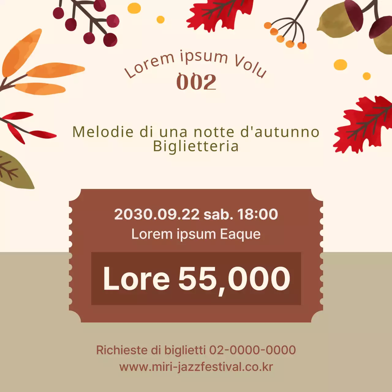 Illustrazione beige e autunnale di un festival musicale