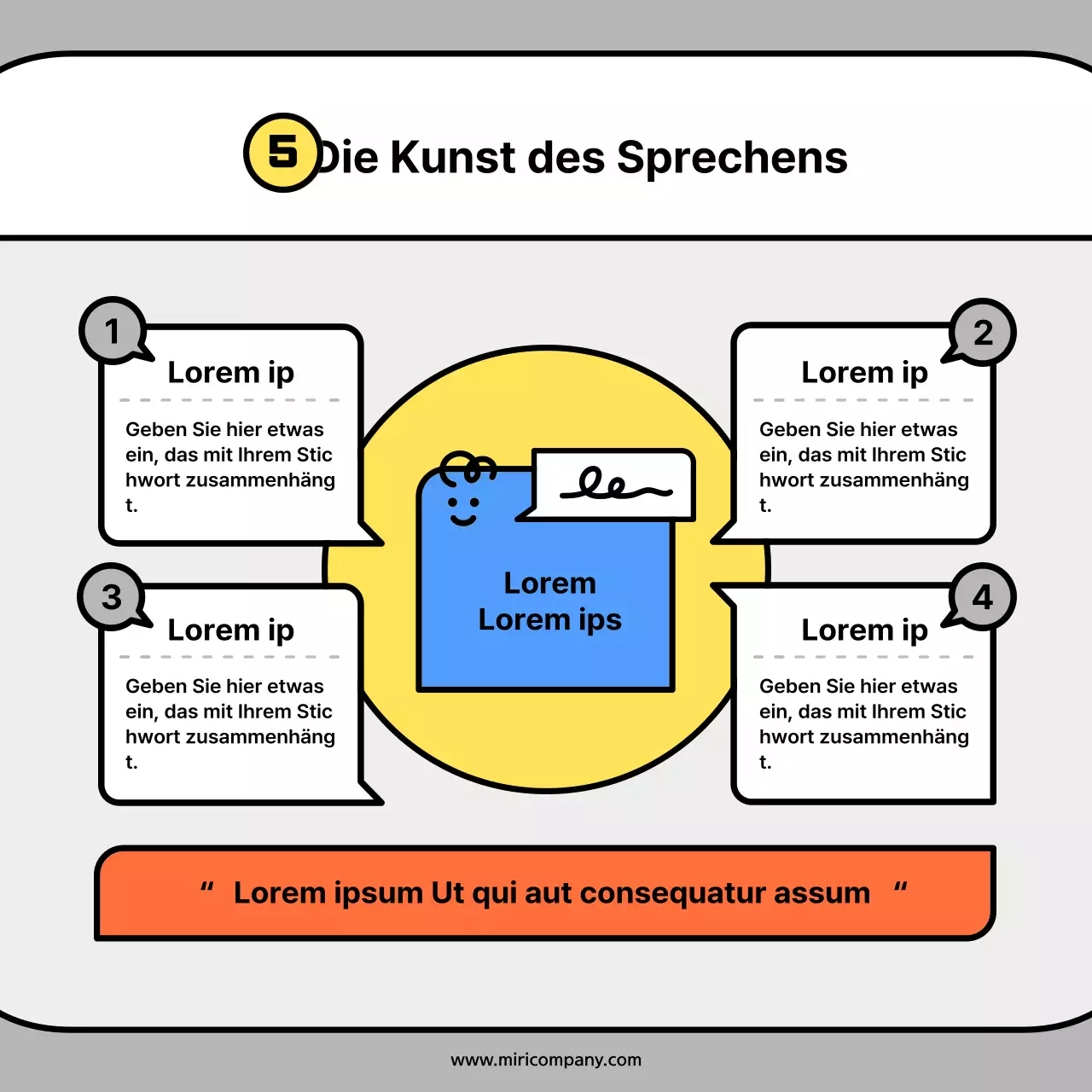 Niedliche Charakterformen in orange und blauen KonzeptkartenNews Kit
