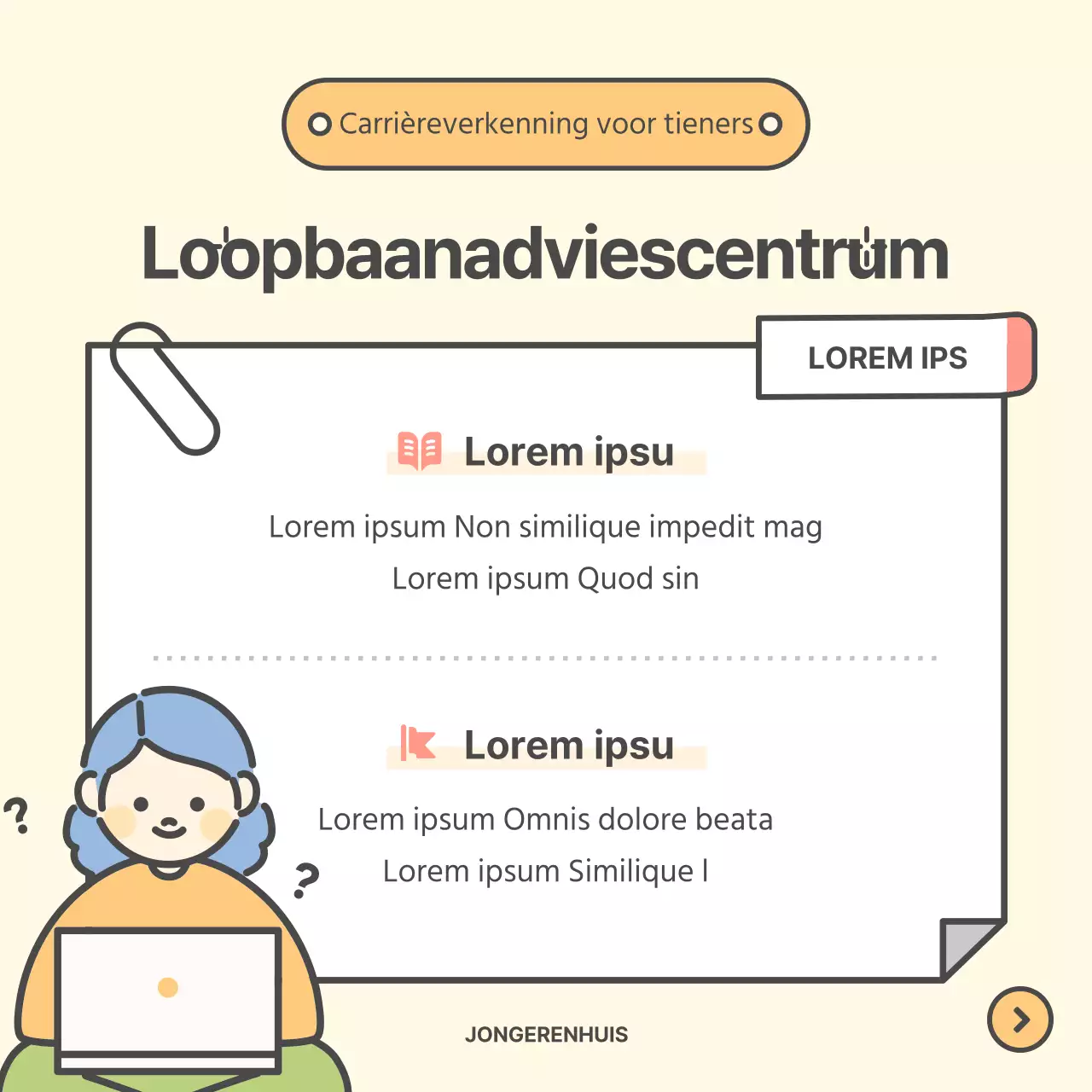 Een schattig geel en chartreuse loopbaanadviescentrum promoten