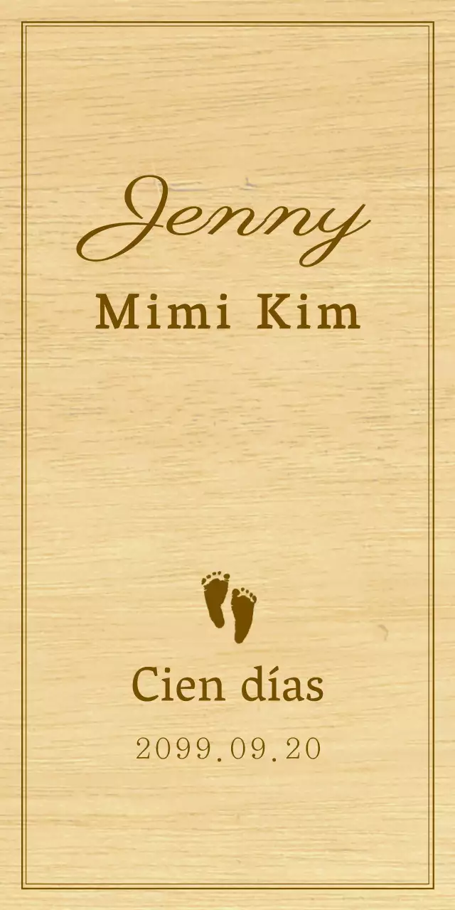 Un sencillo recuerdo en forma de placa de madera con texto e ilustraciones para celebrar el primer cumpleaños de tu bebé.