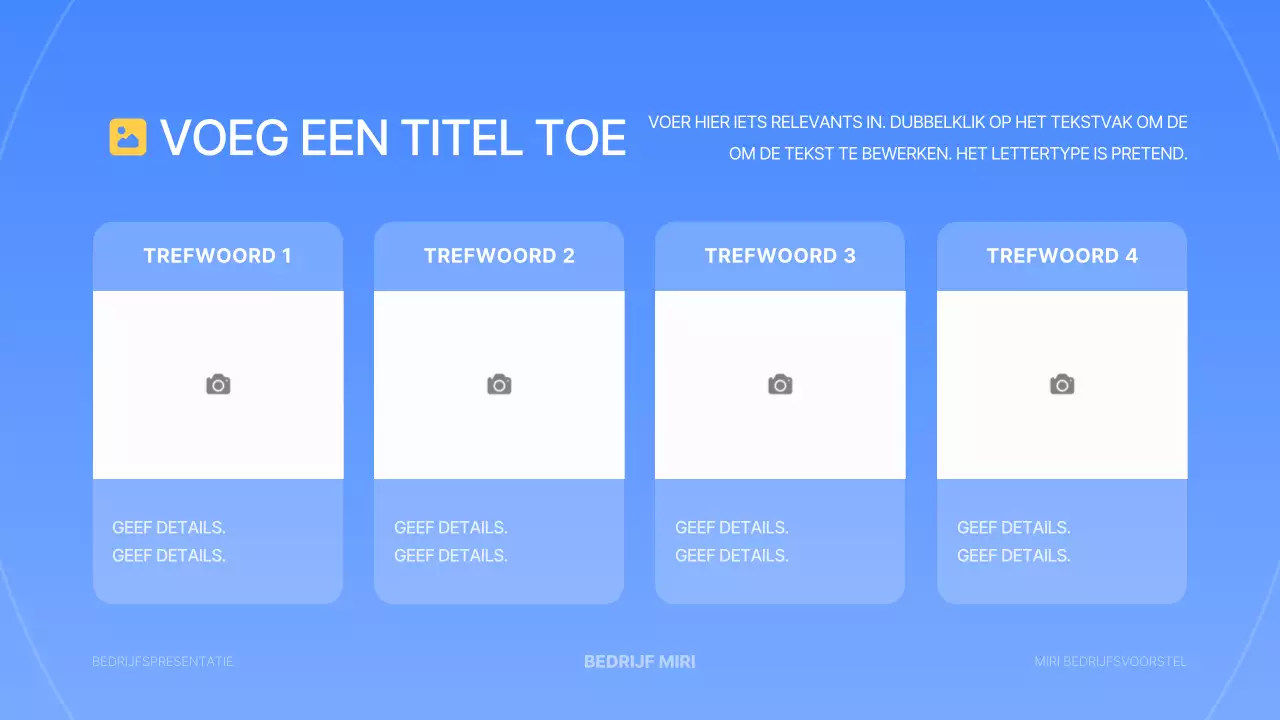 Een eenvoudige zakelijke presentatie in blauw en geel