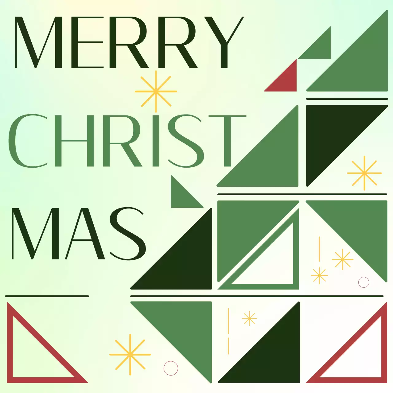 초록색 삼각형으로 이루어진 크리스마스 트리