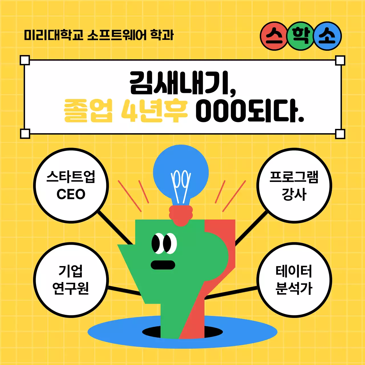 노랑과 초록색의 아기자기한 학과 소개 설명