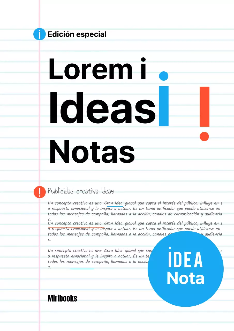 Nota de idea propuesta de estrategia con tipografía