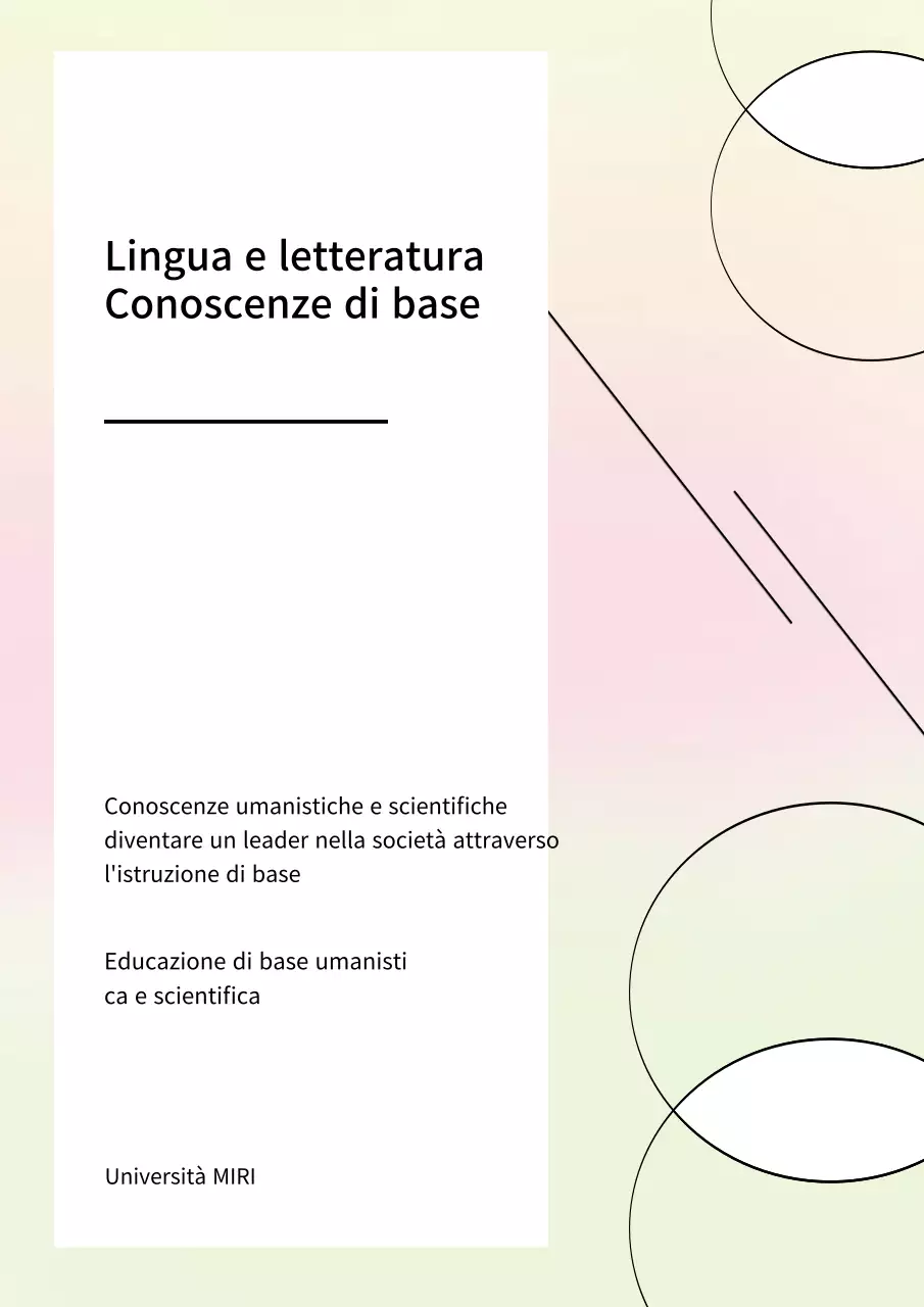 Lingua e letteratura con forme geometriche pastello verde chiaro e rosa chiaro sfumate