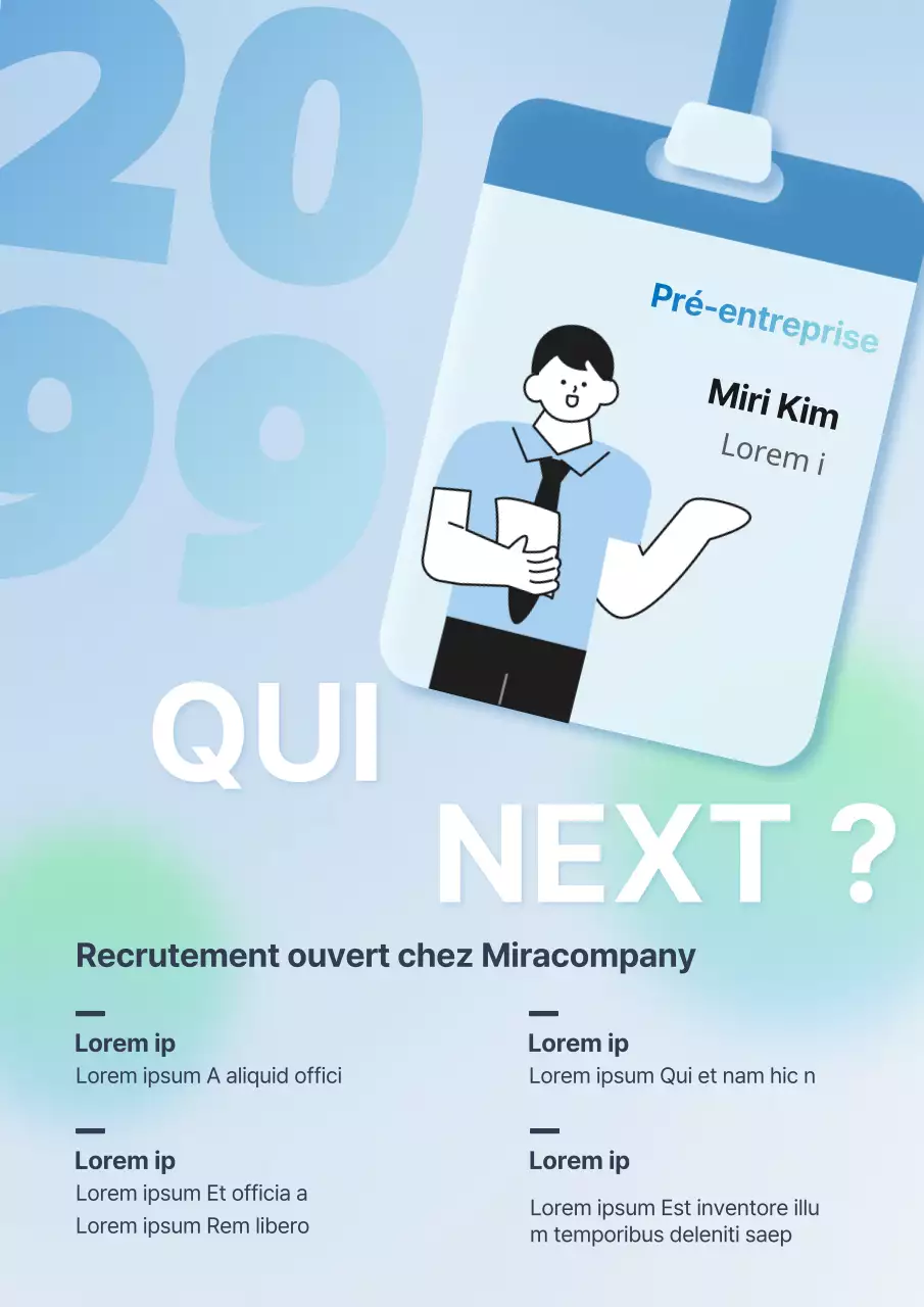 Une annonce d'emploi simple en bleu clair et menthe