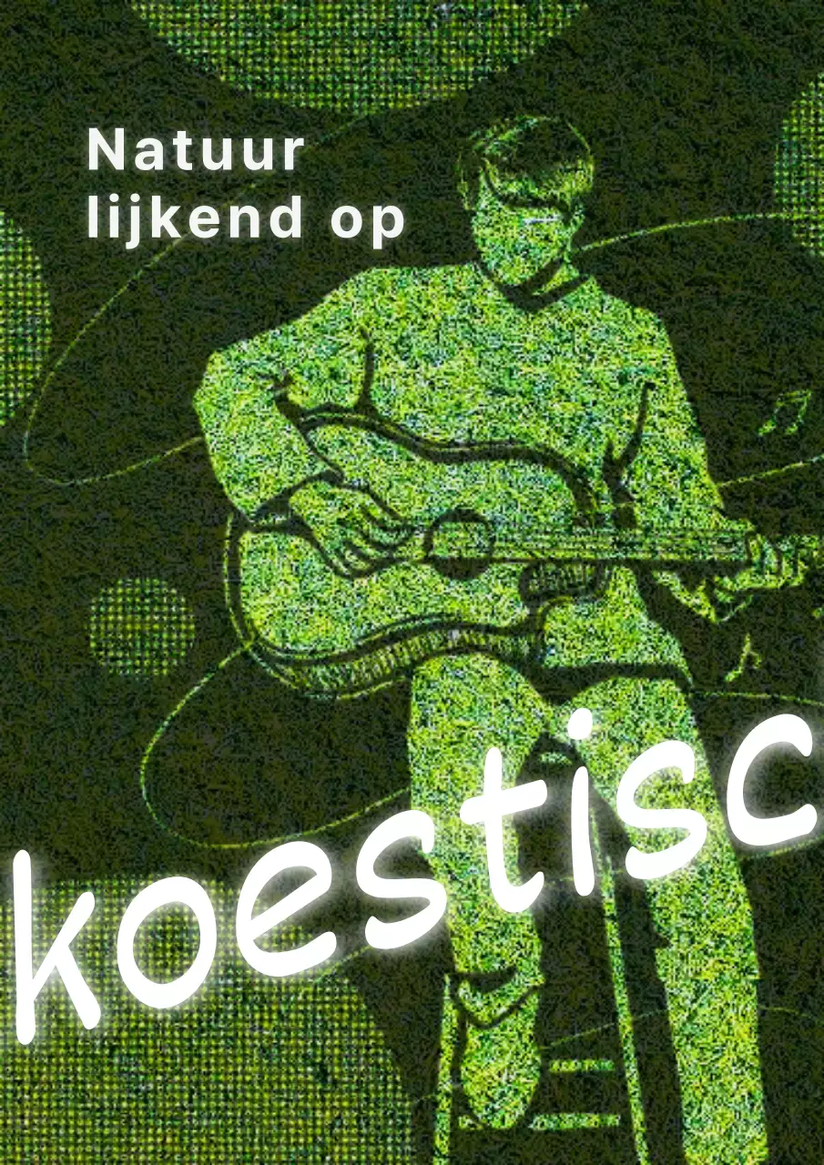 Illustratie van een man die een loopgitaar bespeelt in groene gebeurtenis