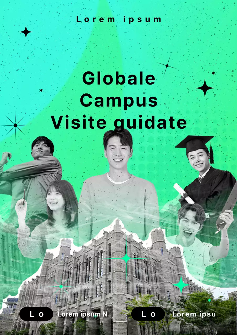 Promuovere un tour del campus universitario alla menta e di tendenza