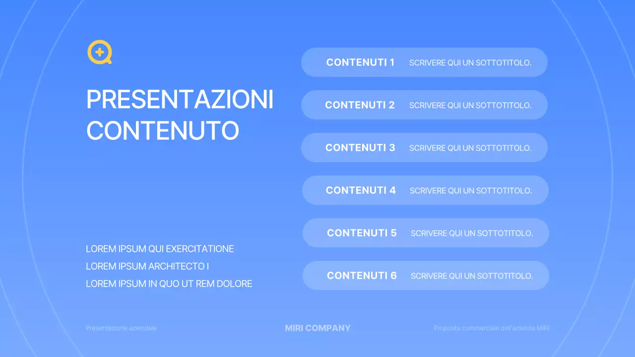 Una semplice presentazione aziendale in blu e giallo