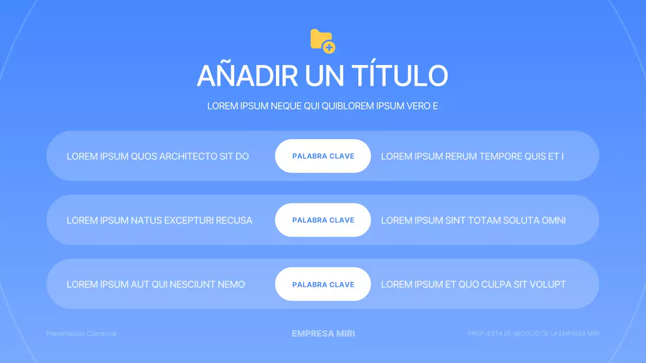 Una sencilla presentación empresarial en azul y amarillo