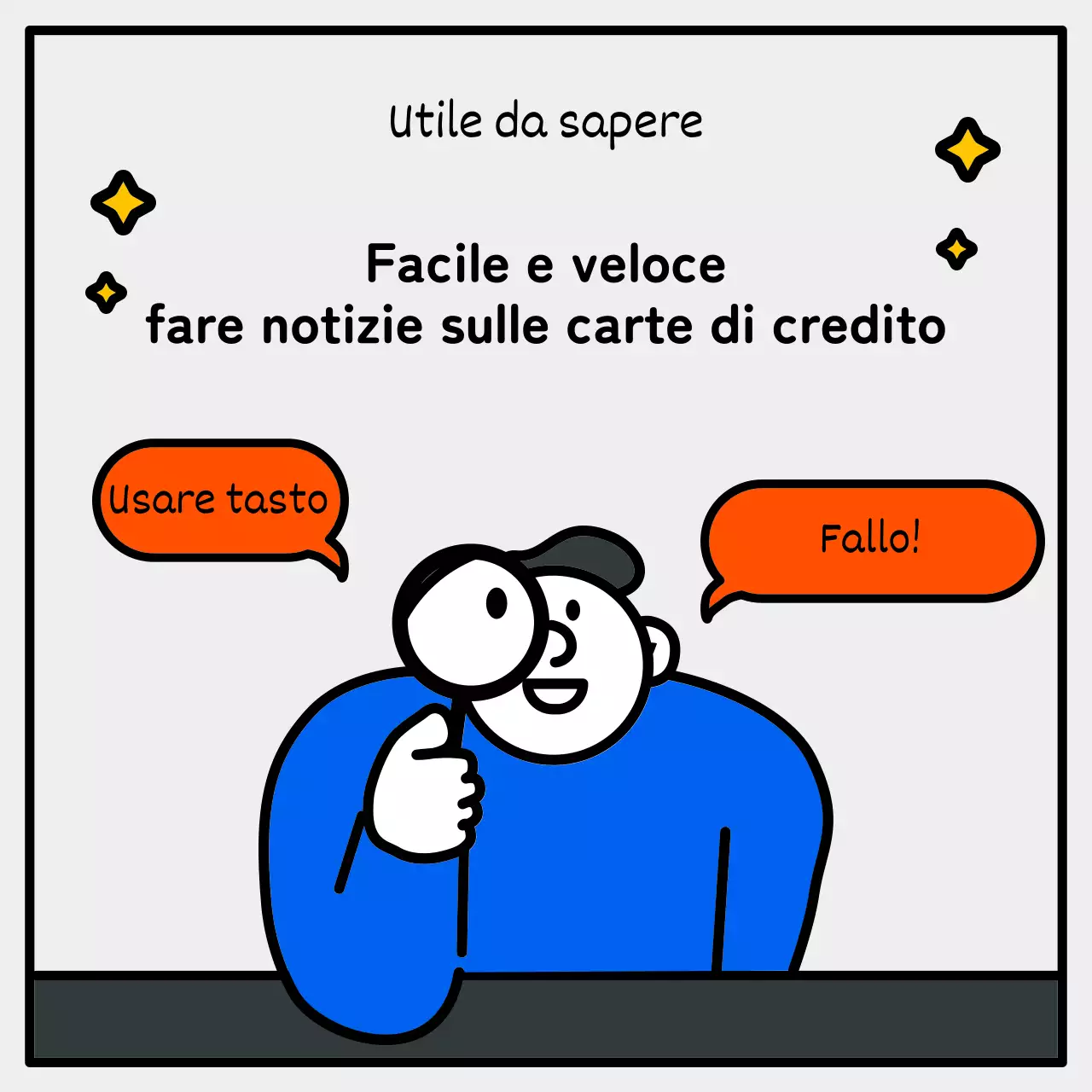 Illustrazione essenziale e simpatica con accenti blu, rossi e gialli