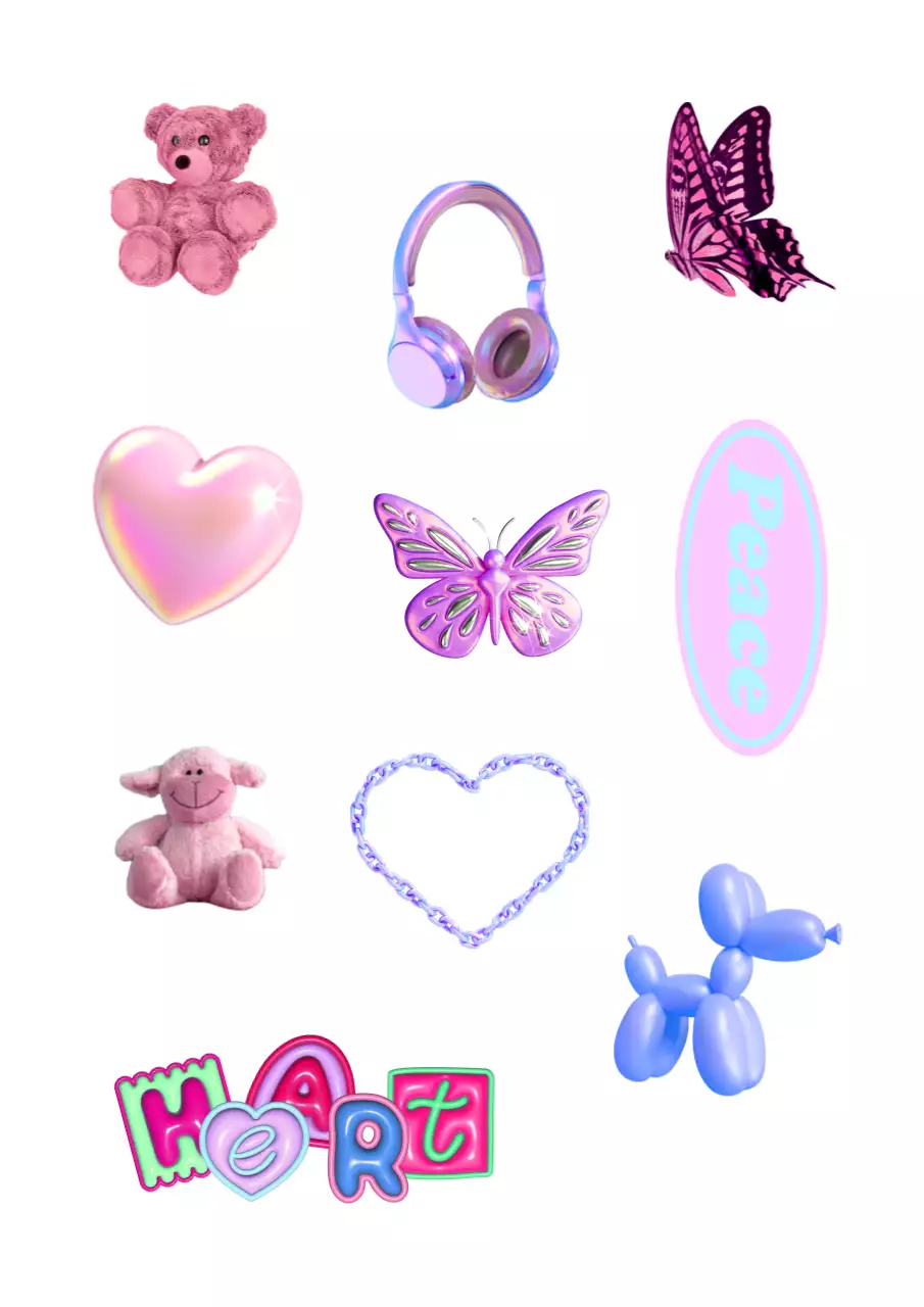 Fotos reales de simpáticos objetos conceptuales para adolescentes de color rosa y azul