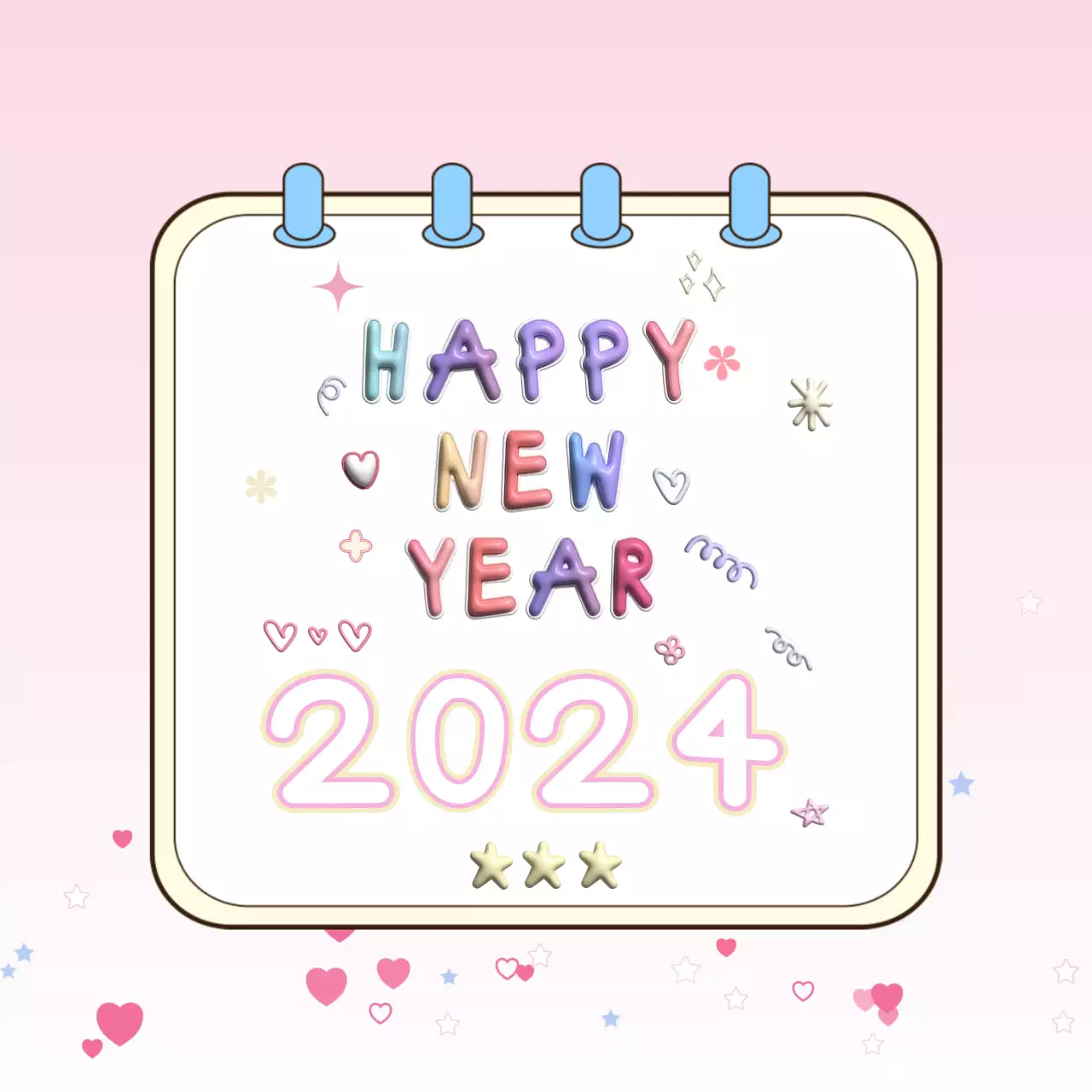 귀여운 컬러풀한 2024 새해 복 많이 받으세요 영상