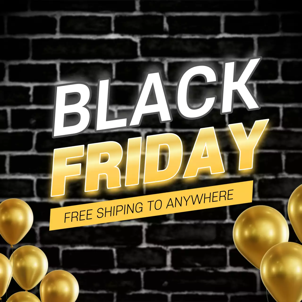 황금 풍선이 있는 블랙 프라이데이 세일 템플릿