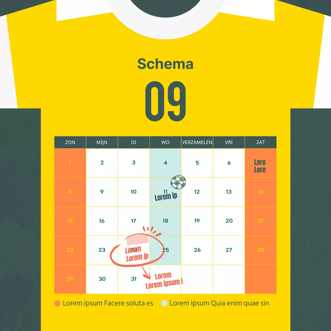 Een eenvoudige gele uniforme concepttijdlijn