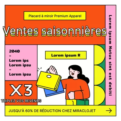 Annoncez une vente de vêtements hors saison avec un cadre saturé et coloré en rouge.