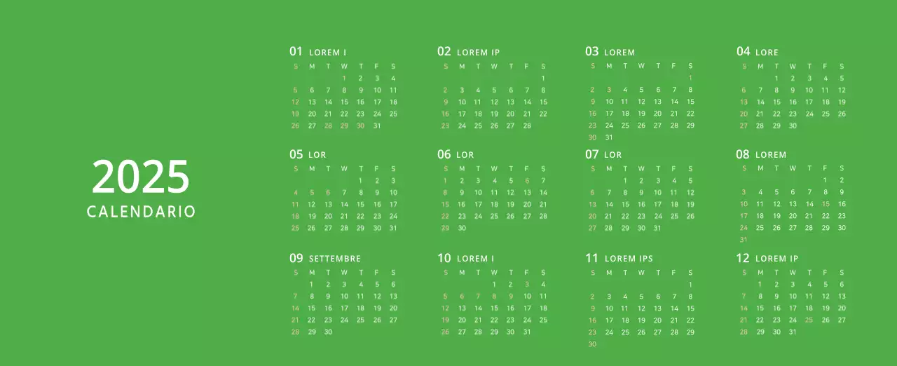 Simpatico calendario da tavolo illustrato verde a tema famiglia