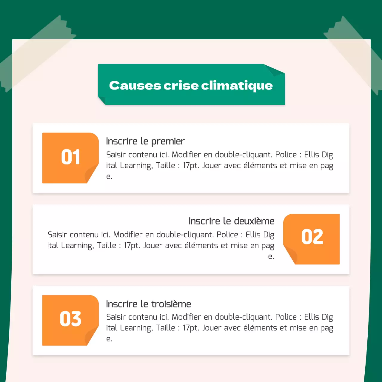 Un joli concept d'autocollant orange et vert pour l'environnement CardNews