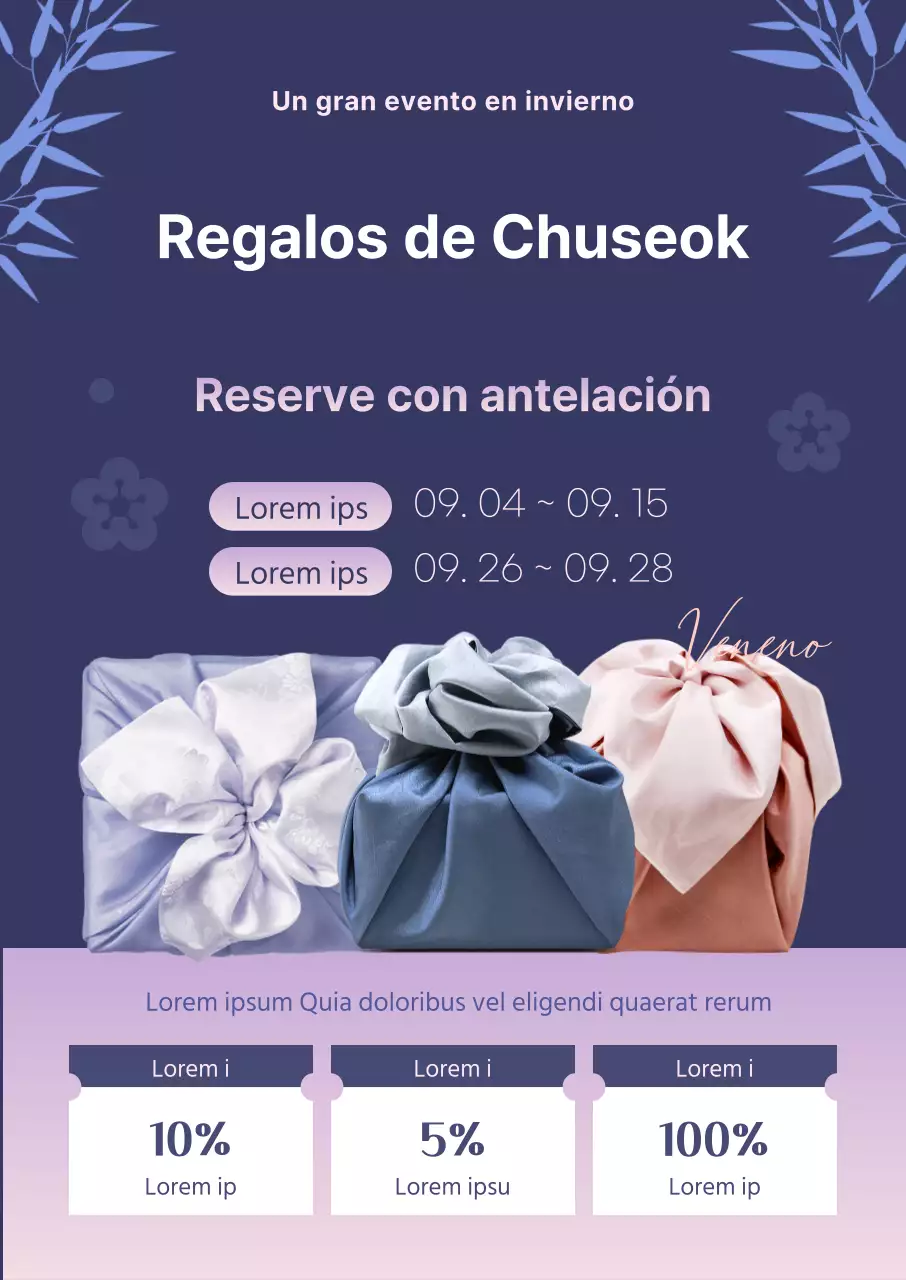 Evento de prepedido de regalos Chuseok con colores morados degradados