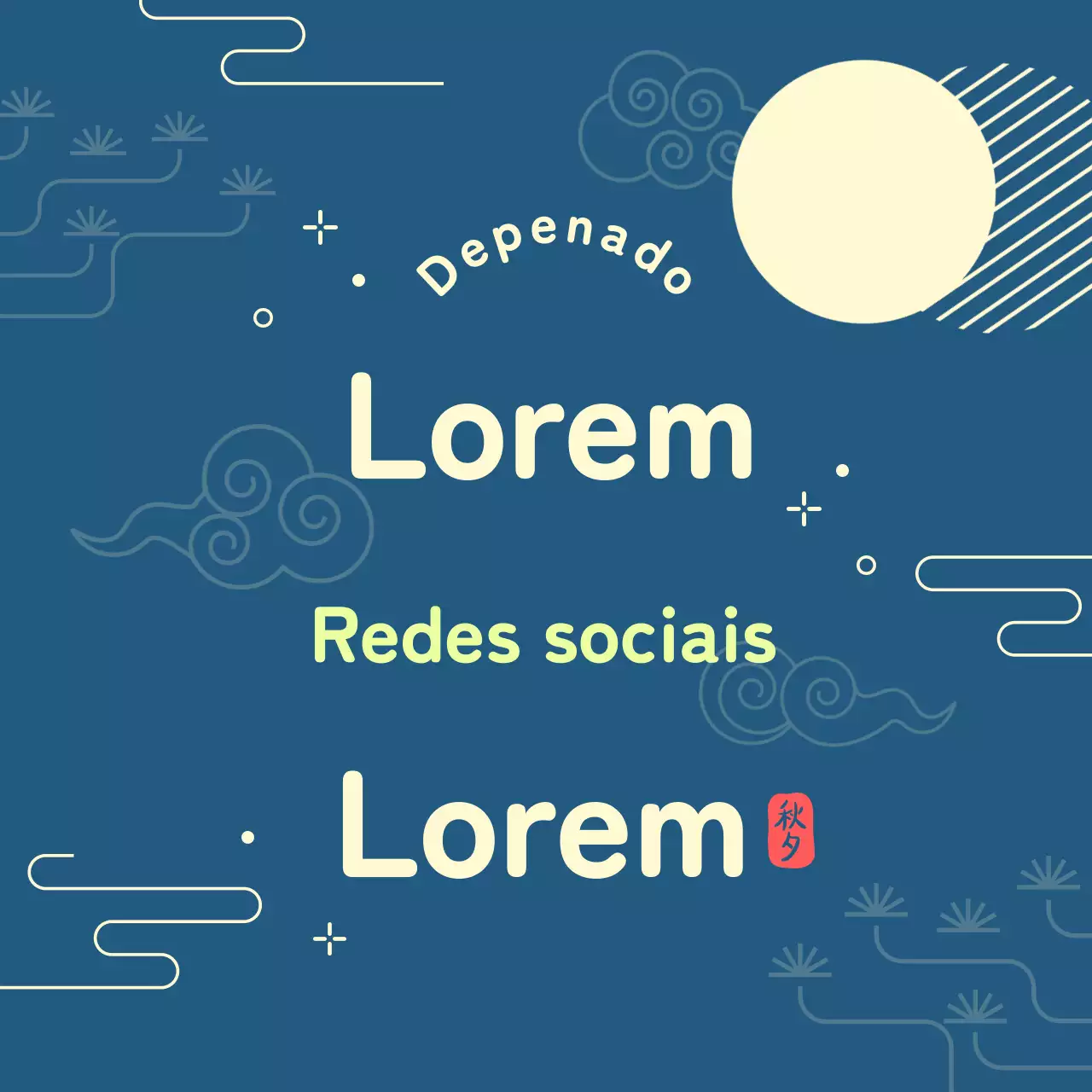 Anúncio Chuseok em padrão tradicional com detalhes em chartreuse