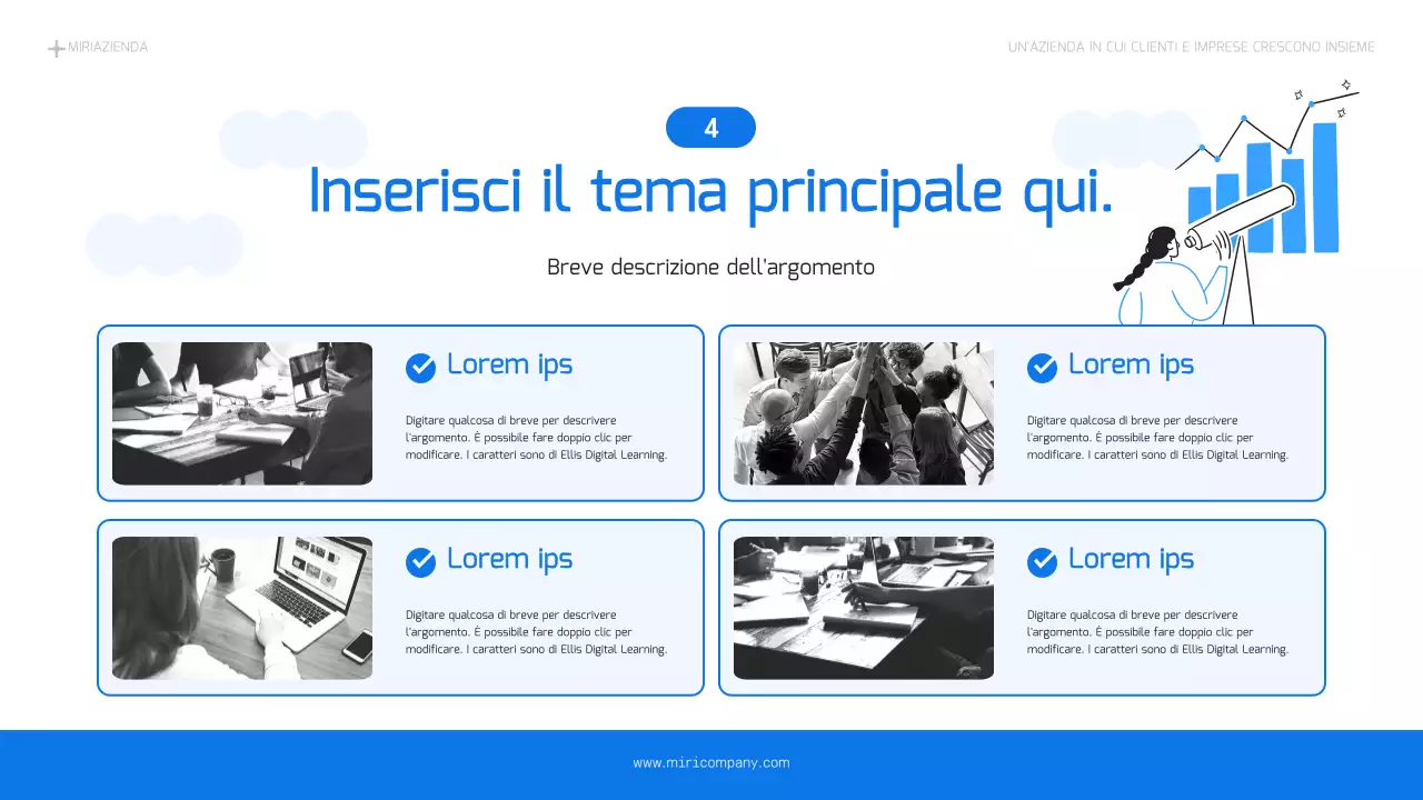 Un semplice business plan in azzurro e blu