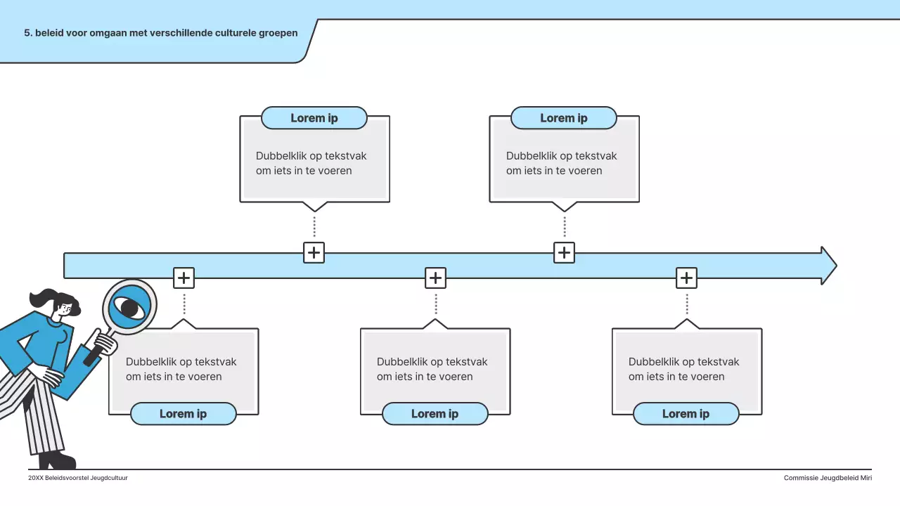 Een beleidsvoorstel met een strakke illustratie in lichtblauw en een indexpuntvorm.