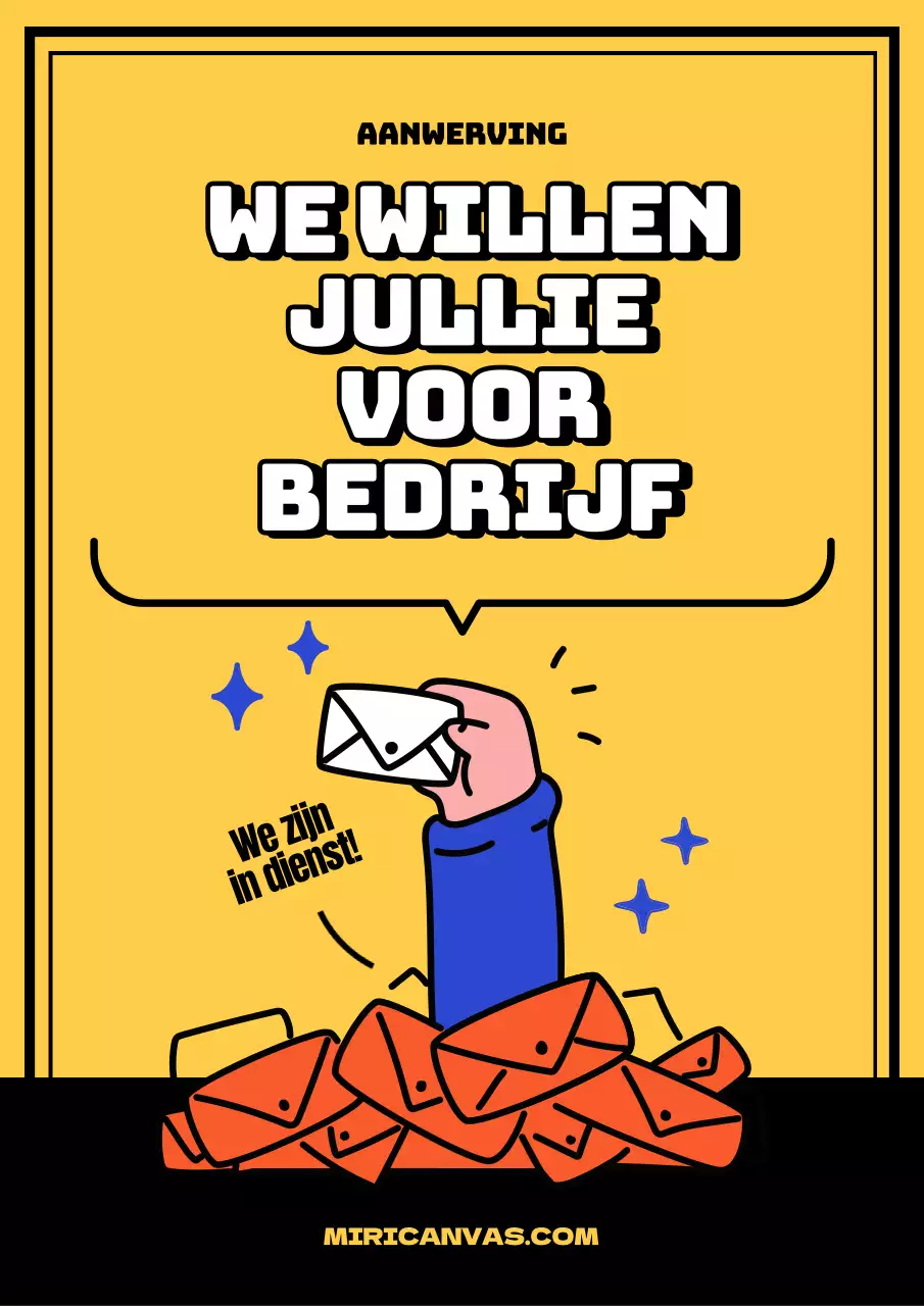 Maak reclame voor vacatures met een knal geel en blauw