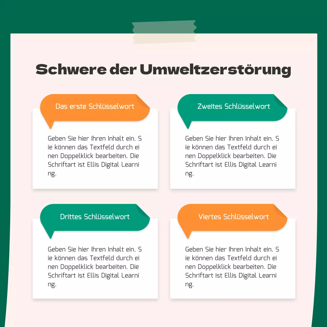 Ein süßes orange-grünes Aufkleberkonzept für die Umwelt CardNews