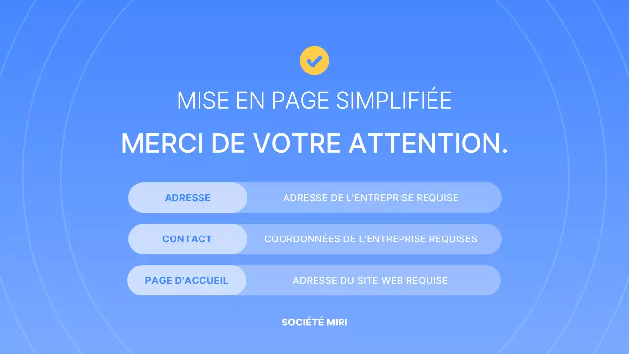 Une présentation commerciale simple en bleu et jaune