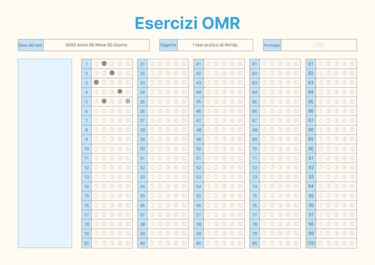 Materiale didattico OMRCheck semplice in azzurro e avorio