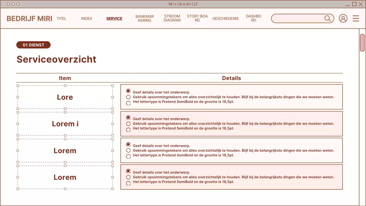 Eenvoudig ontwerp voor webpagina in beige en wit