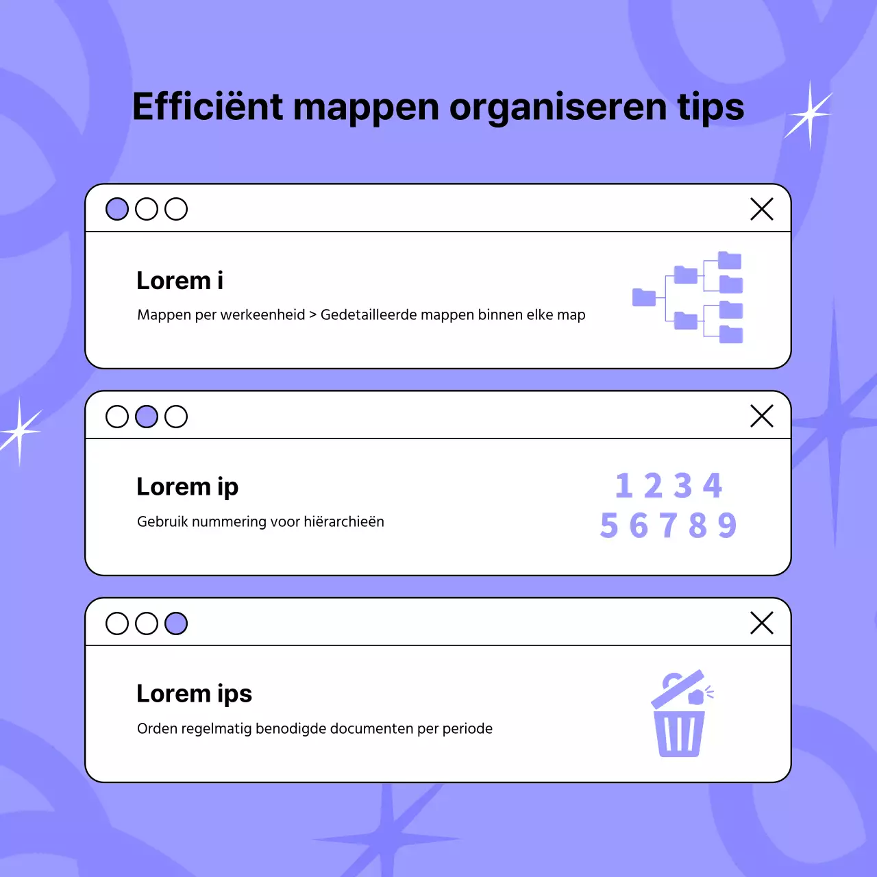 Een mauve-en-zwarte, op pop-art geïnspireerde werk-hackpost