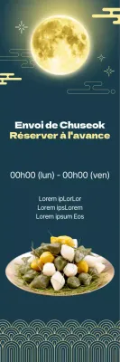 Événement alimentaire Obon sur un luxueux fond vert foncé et des illustrations traditionnelles jaunes