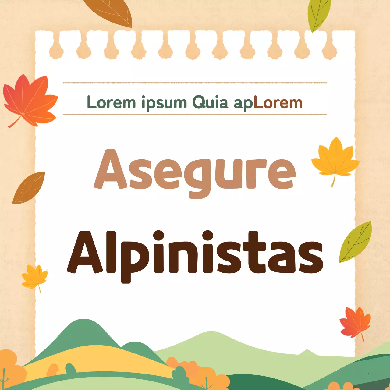 Precauciones de senderismo modernas y básicas para el otoño en naranja y beige