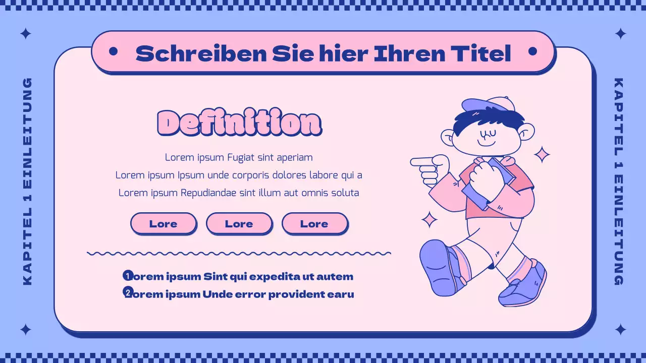 Einführung in das Konzept der niedlichen rosa und lila Figuren